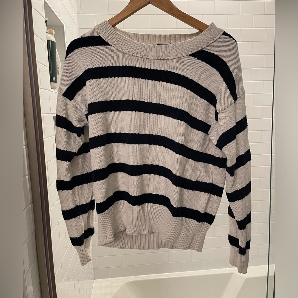 Jcrew blue and white striped sweater. Size large.